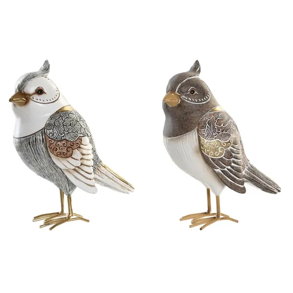 Dekoratīvās figūriņas DKD Home Decor Bēšs Balts Sveķi Птица Moderns (12,5 x 7 x 16 cm) (2 gb.)