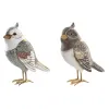 Dekoratīvās figūriņas DKD Home Decor Bēšs Balts Sveķi Птица Moderns (12,5 x 7 x 16 cm) (2 gb.)