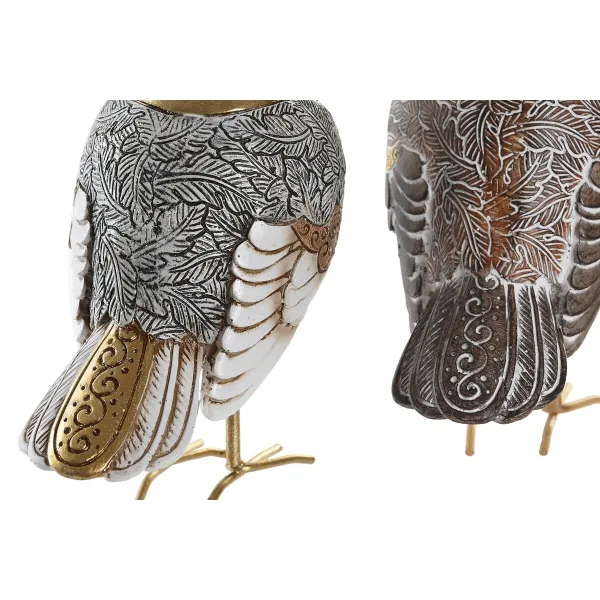 Decorative Figure DKD Home Decor Beige White Resin Bird Modern (12,5 x 7 x 16 cm) (2 Units)