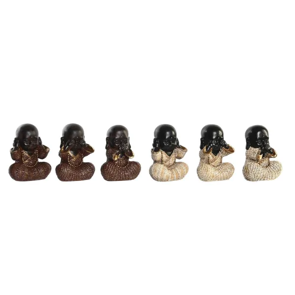 Dekoratyvinė figūrėlė DKD Home Decor Raudona Rusvai gelsva Derva Vienuolis Rytietiškas (12 x 7,5 x 15,5 cm) (6 vnt.)