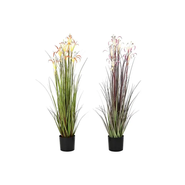 Dekoratīvs Augs DKD Home Decor Metāls Oranžs Bordo PVC Lilijas (25 x 25 x 88 cm) (2 gb.)