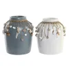 Maljakko DKD Home Decor Sininen Valkoinen Bambu Shells 20 x 20 x 26 cm (2 osaa)
