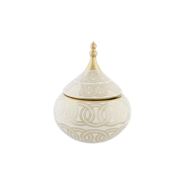 Vaasi DKD Home Decor Valkoinen Kullattu Posliini Itämainen Kromattu 18 x 18 x 22 cm
