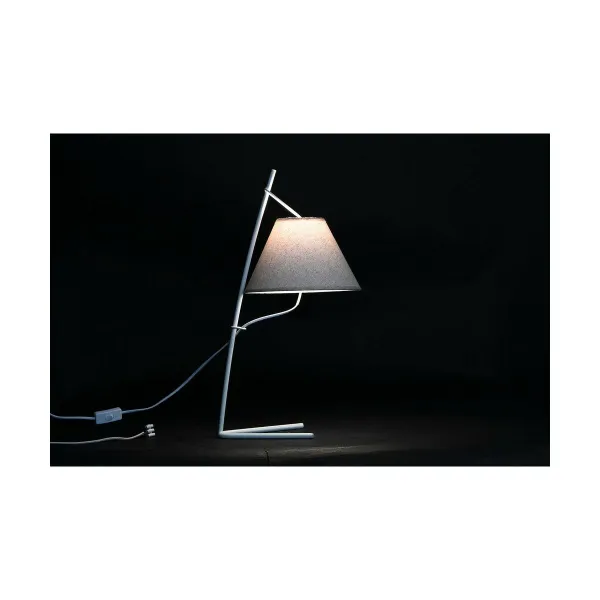Pöytälamppu DKD Home Decor Kullattu Metalli Pellava Valkoinen 50 W Moderni (25 x 31 x 57 cm) (2 osaa)