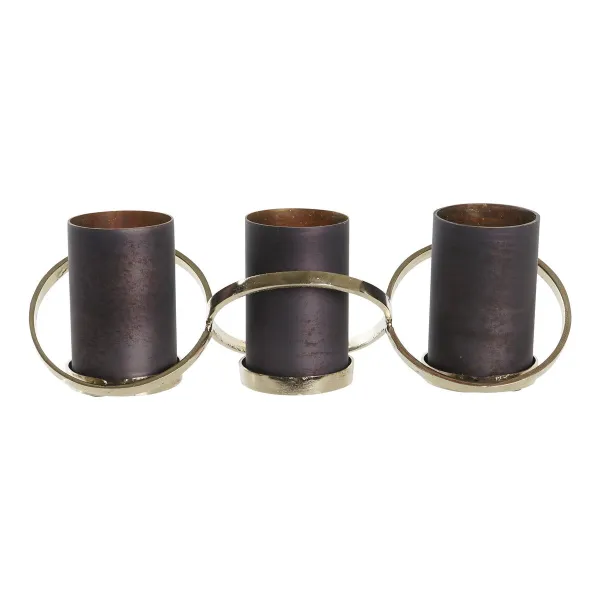 Svečturis DKD Home Decor Stikls Alumīnijs (20 x 7 x 6 cm) (52 x 15 x 16,5 cm)