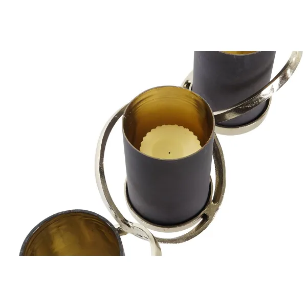 Svečturis DKD Home Decor Stikls Alumīnijs (20 x 7 x 6 cm) (52 x 15 x 16,5 cm)