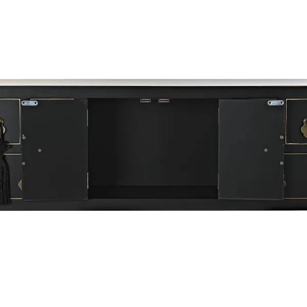 Sivupöytä DKD Home Decor 95 x 26 x 79 cm Kuusi Musta Kullattu Metalli Valkoinen Puu MDF