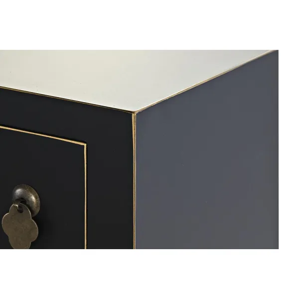 Sivupöytä DKD Home Decor 95 x 26 x 79 cm Kuusi Musta Kullattu Metalli Valkoinen Puu MDF