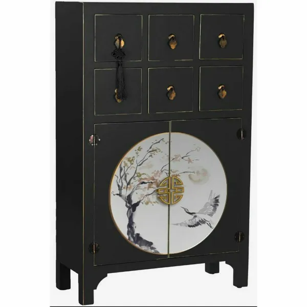 Sivupöytä DKD Home Decor 95 x 26 x 79 cm Kuusi Musta Kullattu Metalli Valkoinen Puu MDF