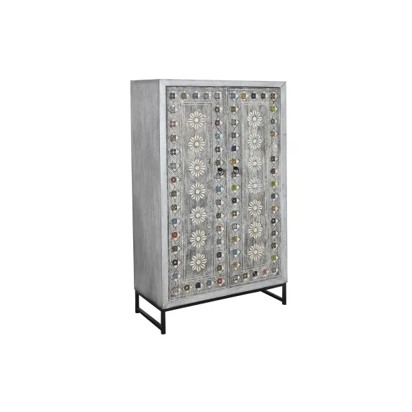 Skapītis DKD Home Decor Pelēks Balts Mango koks (90 x 38 x 150 cm)