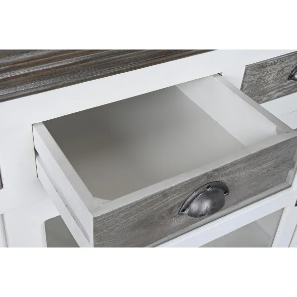 Sideboard DKD Home Decor White Grey Dark brown Crystal Mango wood 165 x 45,7 x 105,4 cm