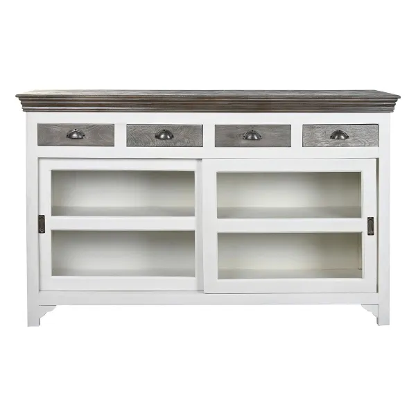 Sivupöytä DKD Home Decor Valkoinen Harmaa Tummanruskea Kristalli Mangopuu 165 x 45,7 x 105,4 cm