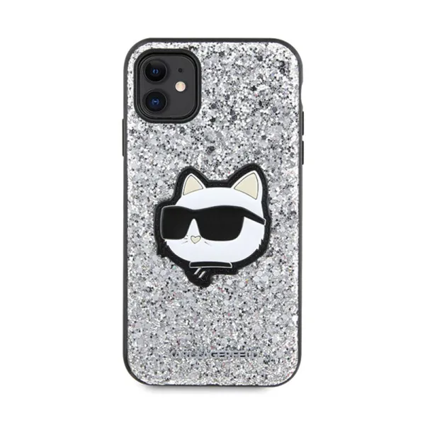 Karl Lagerfeld NFT Glitter Choupette Patch - Case for iPhone 11 (Silver)
