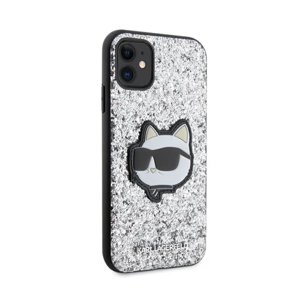 Karl Lagerfeld NFT Glitter Choupette Patch - Case for iPhone 11 (Silver)