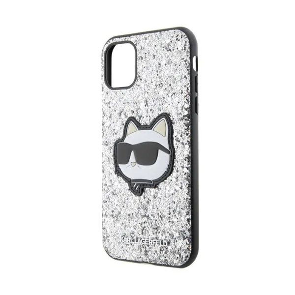 Karl Lagerfeld NFT Glitter Choupette Patch - Case for iPhone 11 (Silver)