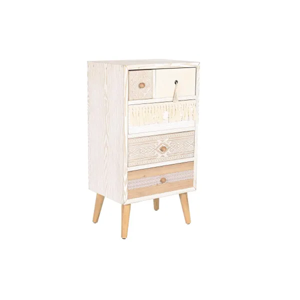 Тумба с ящиками DKD Home Decor Ель Натуральный Хлопок Белый (48 x 35 x 89 cm)