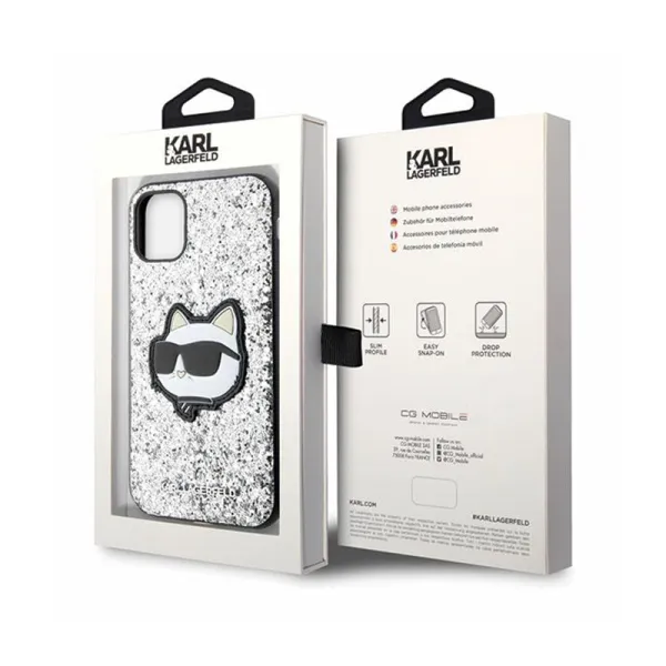 Karl Lagerfeld NFT Glitter Choupette Patch - Case for iPhone 11 (Silver)