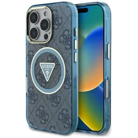 Guess IML Metal Glitter 4G Circle Triangle MagSafe - Case for iPhone 16 Pro Max (blue)