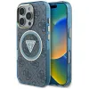 Guess IML Metal Glitter 4G Circle Triangle MagSafe - Case for iPhone 16 Pro Max (blue)