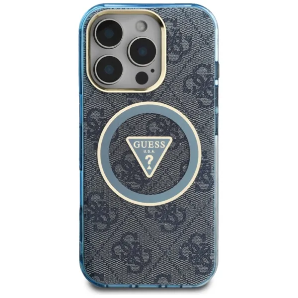 Guess IML Metal Glitter 4G Circle Triangle MagSafe - Case for iPhone 16 Pro Max (blue)