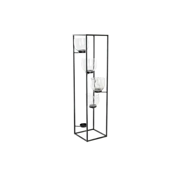 Kynttilänjalka DKD Home Decor Kristalli Musta Läpinäkyvä 18 x 18 x 76 cm Rauta