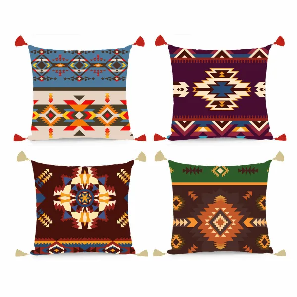 Подушка DKD Home Decor полиэстер Разноцветный Ikat (45 x 10 x 45 cm) (4 штук)