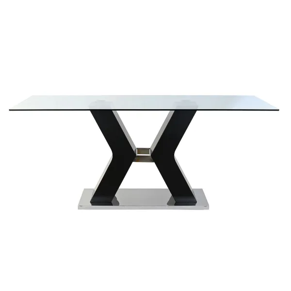 Ruokapöytä DKD Home Decor Musta Puu Karaistu lasi Puu MDF 180 x 90 x 76 cm