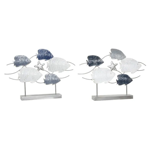 Dekoratyvinė figūrėlė DKD Home Decor 63 x 9 x 44 cm Pilka Mėlyna Balta Spiralės (2 vnt.)