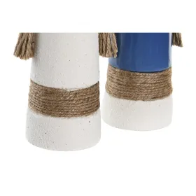 Vaza DKD Home Decor Keramikinis Balta Tamsiai mėlyna (9,5 x 7 x 20 cm) (2 vnt.)
