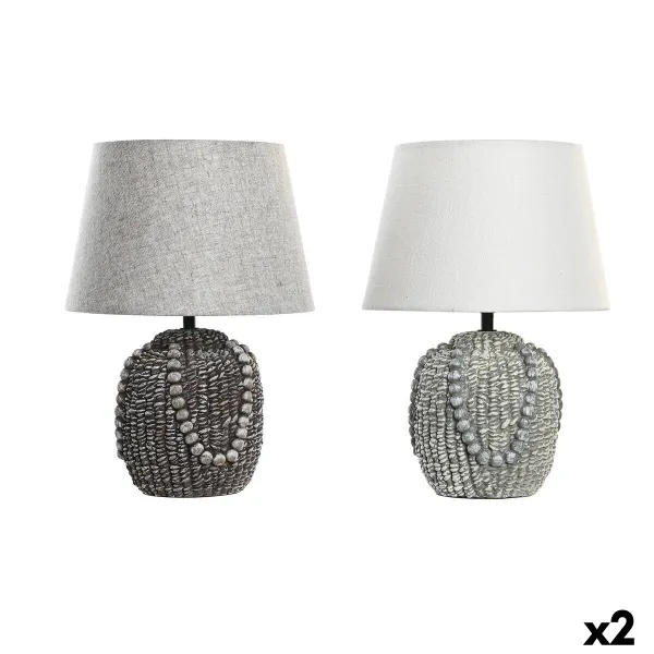 Stalinė lempa DKD Home Decor Juoda Audinys Poliesteris Žalia Keramikos dirbinys 220 V 50 W (24 x 24 x 34 cm) (2 vnt.)
