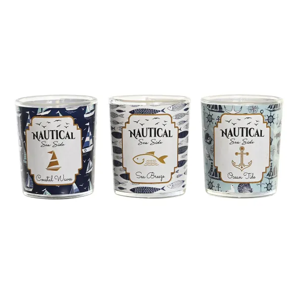 Вуаль DKD Home Decor Синий воск Стеклянный 17 x 5 x 6 cm (3 штук)
