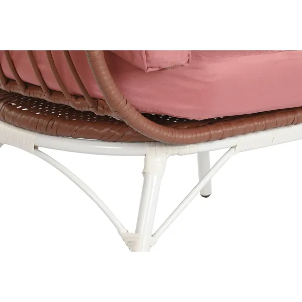 Puutarhasohva DKD Home Decor 99 x 71 x 147 cm Metalli Terrakotta synteettinen rottinki Valkoinen
