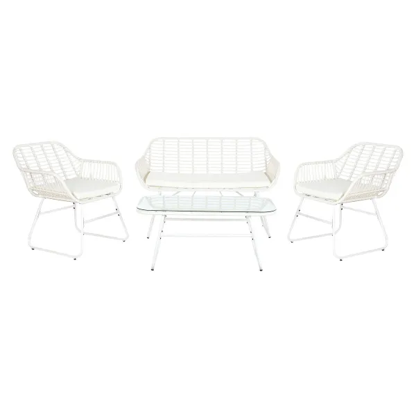 Garden furniture DKD Home Decor White 124 x 74 x 84 cm (4 Pieces)