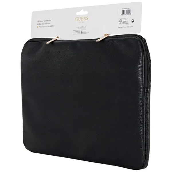 Guess Grained Zipper Pocket Triangle Logo Sleeve - Laptop Sleeve 14" (black)