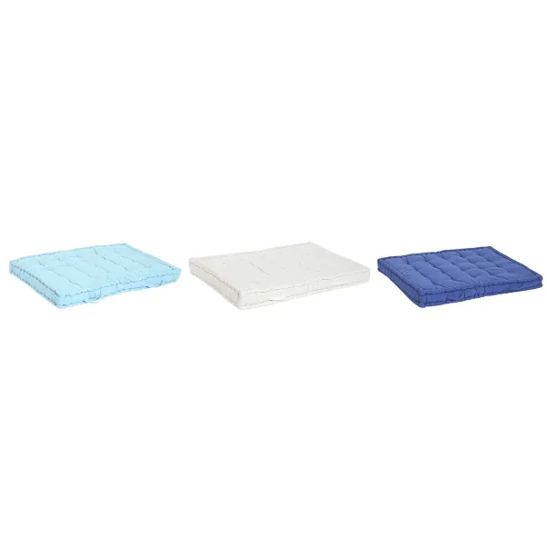 Grindų pagalvėlė DKD Home Decor Mėlyna Tamsiai mėlyna Greige 110 x 78 x 12 cm (3 vnt.)