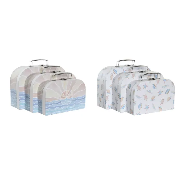Koristerasiasetti DKD Home Decor Monivärinen Metalli Kartonki 28 x 9,5 x 20 cm (2 osaa)