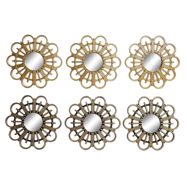 Mirror Set DKD Home Decor Scandi Crystal Black Golden polypropylene (25 x 2 x 25 cm) (2 Units)