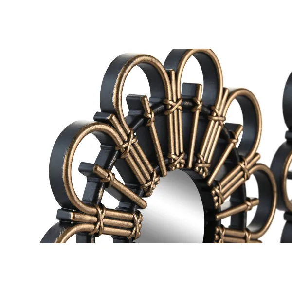 Mirror Set DKD Home Decor Scandi Crystal Black Golden polypropylene (25 x 2 x 25 cm) (2 Units)