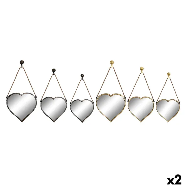 Spoguļu Komplekts DKD Home Decor Scandi Stikls Melns Bronza polipropilēns (26 x 3 x 26 cm) (2 gb.)