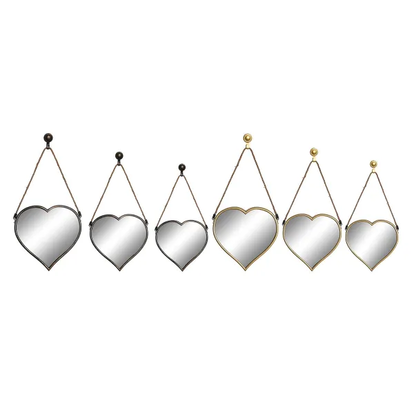 Spoguļu Komplekts DKD Home Decor Scandi Stikls Melns Bronza polipropilēns (26 x 3 x 26 cm) (2 gb.)