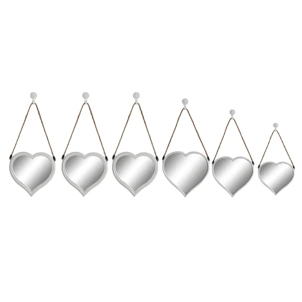 Spoguļu Komplekts DKD Home Decor Scandi Stikls Balts polipropilēns (26 x 3 x 26 cm) (2 gb.)