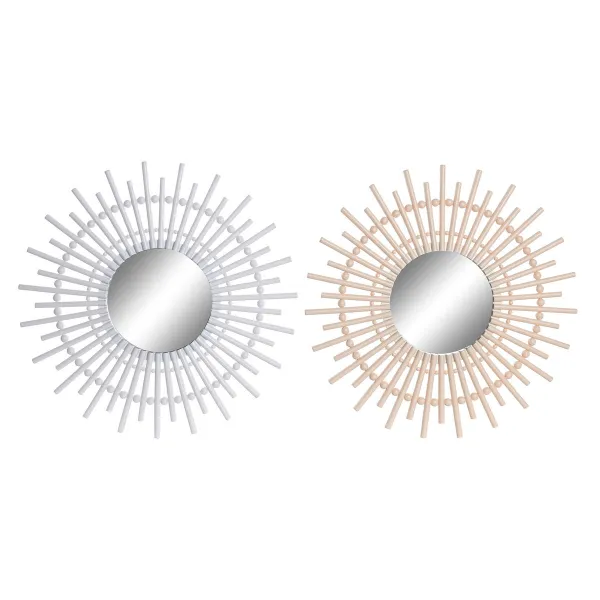 Sienas spogulis DKD Home Decor Scandi Stikls Dabisks Balts polipropilēns (50 x 2,5 x 50 cm) (2 gb.)