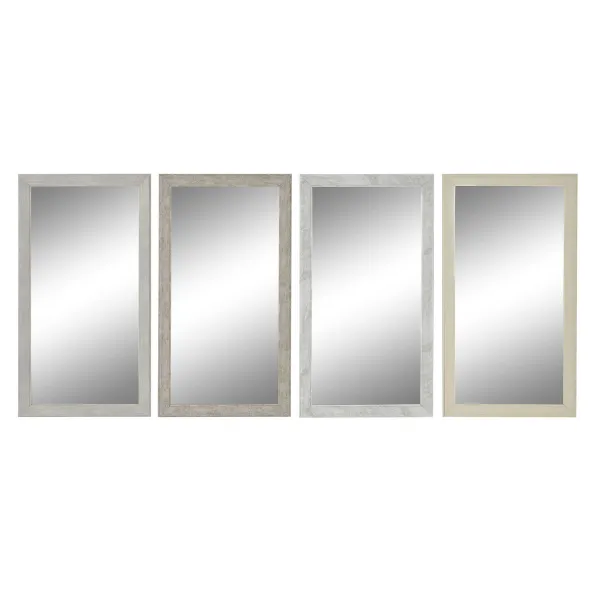 Sieninis veidrodis DKD Home Decor Balta Rusvai gelsva Tamsiai pilka 36 x 2 x 66 cm (4 vnt.)