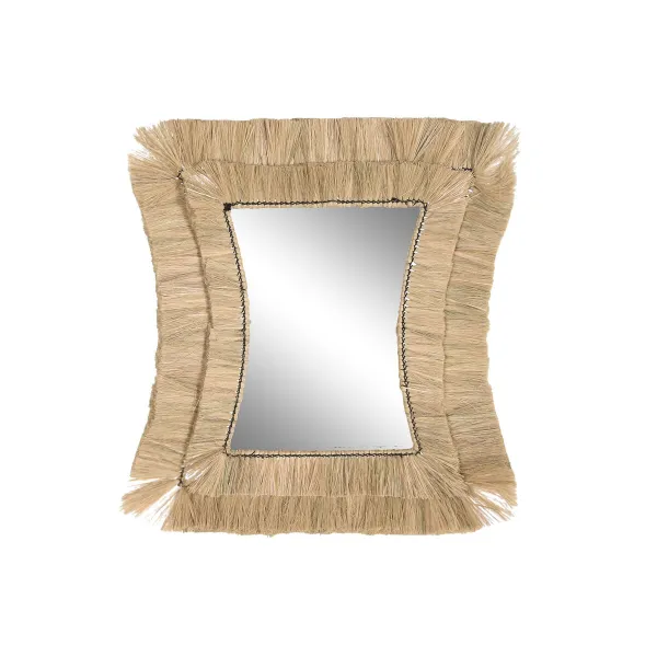 Sienas spogulis DKD Home Decor 62 x 4 x 70 cm Stikls Bali Džuta