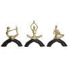 Dekoratīvās figūriņas DKD Home Decor 28 x 7 x 35 cm 28 x 8 x 36 cm Melns Bronza Yoga (3 gb.)