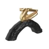 Koristehahmo DKD Home Decor 28 x 7 x 35 cm 28 x 8 x 36 cm Musta Kullattu Yoga (3 osaa)