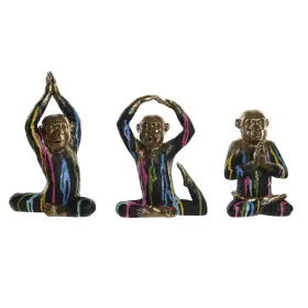 Dekoratīvās figūriņas DKD Home Decor Bronza Sveķi Daudzkrāsains Mērkaķis Moderns (19 x 12 x 24,5 cm) (3 gb.)