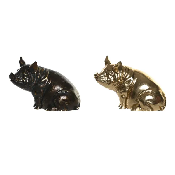 Декоративная фигура DKD Home Decor Медь Позолоченный Хряк 18,5 x 10,5 x 14 cm (2 штук)