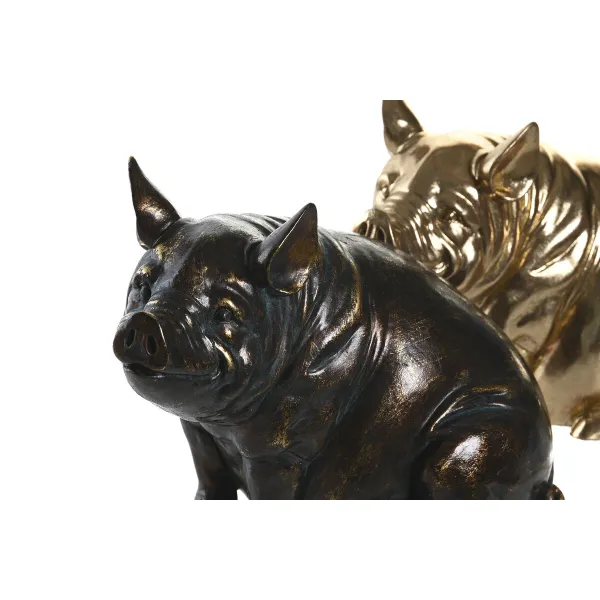 Декоративная фигура DKD Home Decor Медь Позолоченный Хряк 18,5 x 10,5 x 14 cm (2 штук)