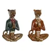 Decorative Figure DKD Home Decor Blue Brown Golden Leopard 16 x 9,5 x 23 cm (2 Units)